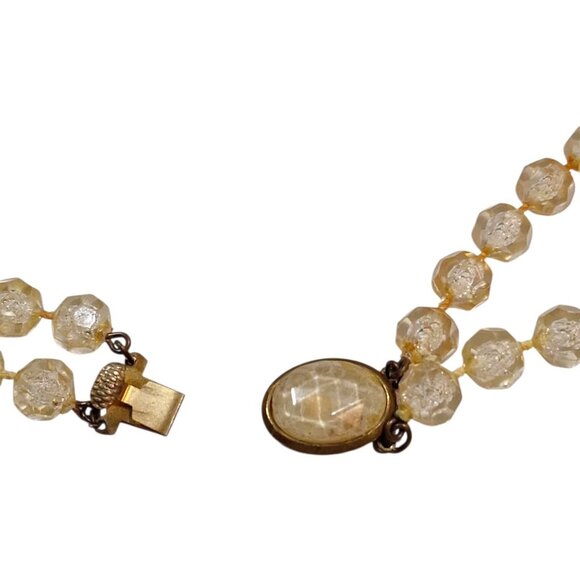 Vintage Unsigned Double Strand Acrylic Faceted Beaded Necklace 22"  Box Clasp - Picture 5 of 6